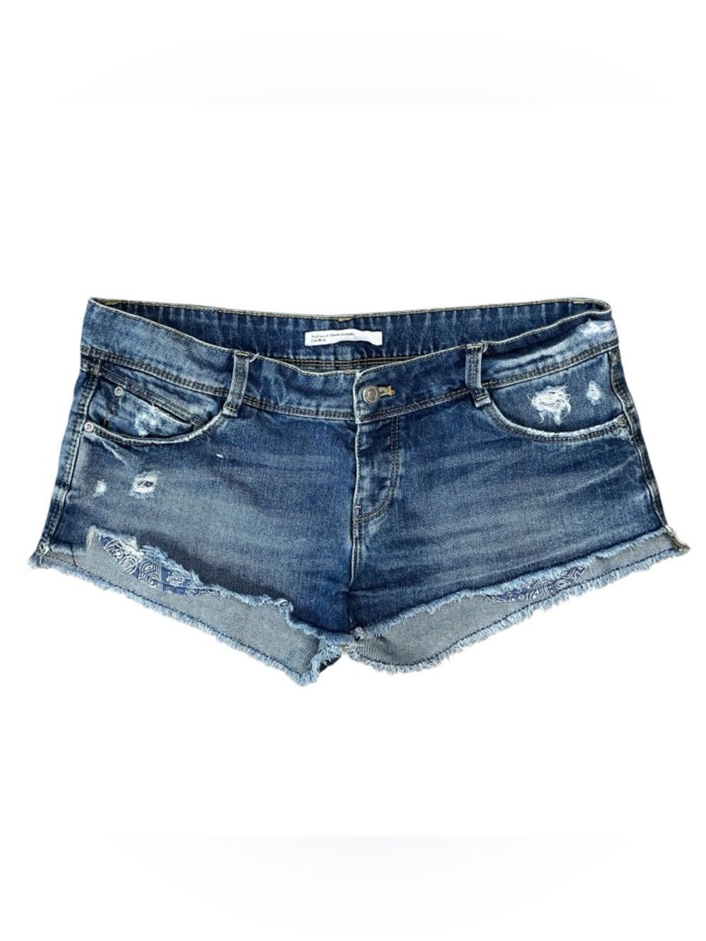 Zara Trafaluc Distressed Denim Cutoff Shorts Size 8